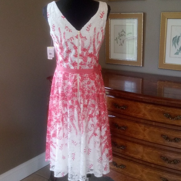*J. Taylor Floral Embroidered Lace Flare Dress - Picture 3 of 7